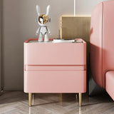 Modern Beige Gold Leg Nightstand with Drawer Storage Image - 14