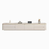 Modern Beige Storage TV Stand with Sleek Marble Tops Image - 3
