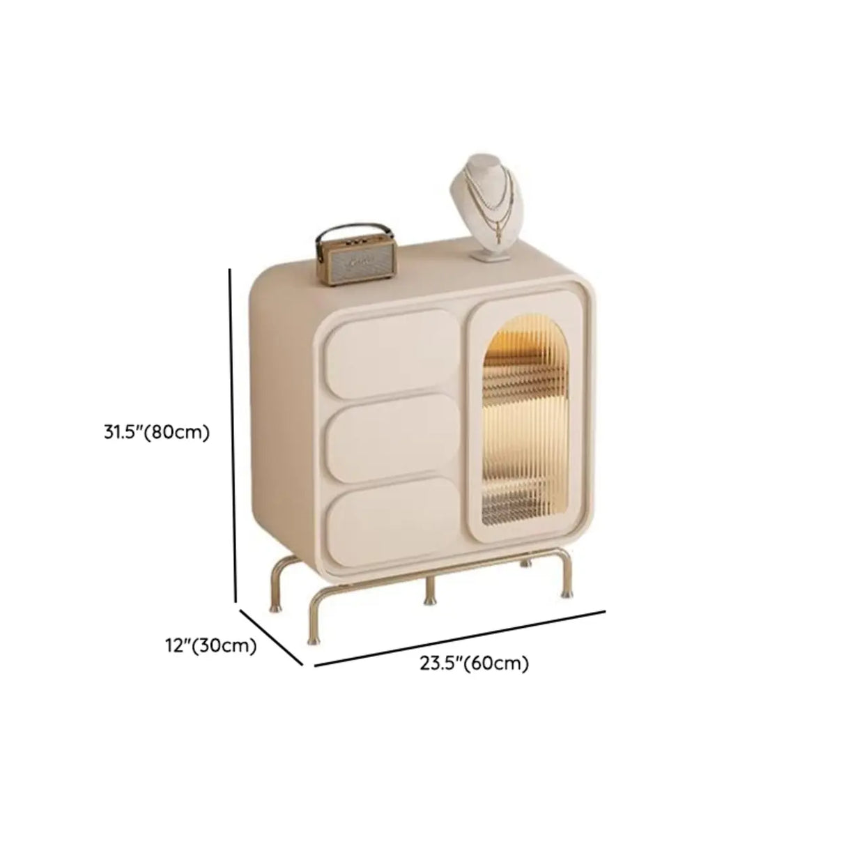Modern Beige TV Stand with LED Lighting and Storage 