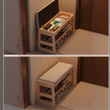 Modern Bench Wood Entryway Brown  2-Tier Shoe Storage Image - 12
