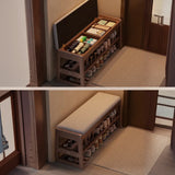 Modern Bench Wood Entryway Brown  2-Tier Shoe Storage Image - 15