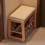 Modern Bench Wood Entryway Brown  2-Tier Shoe Storage Image - 22