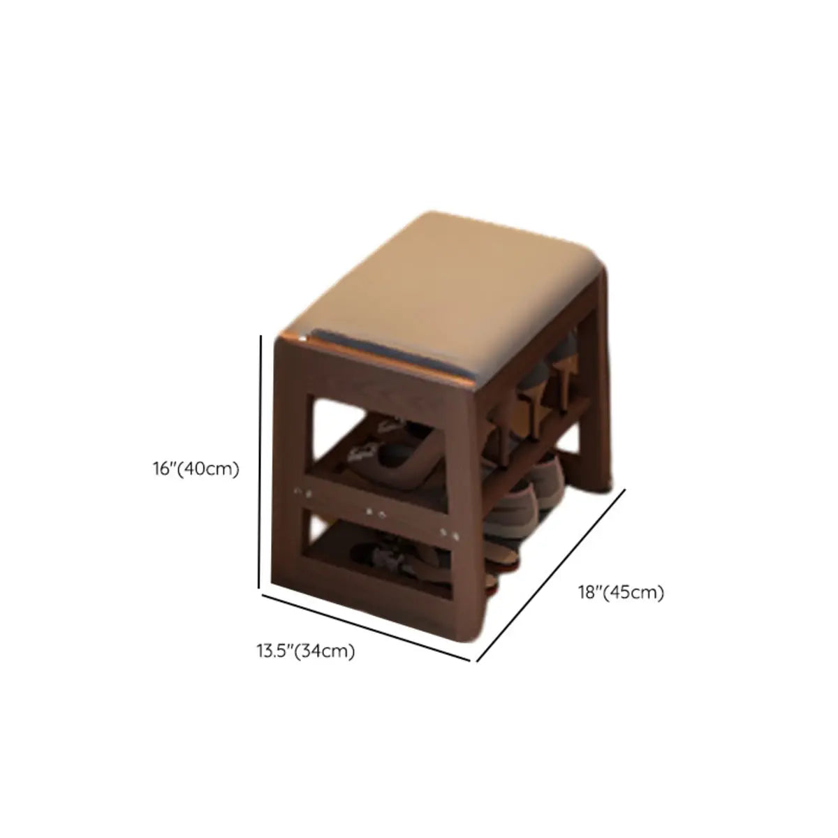 Modern Bench Wood Entryway Brown  2-Tier Shoe Storage Image - 28