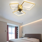 Modern Black 3-Ring Geometric Ceiling Fan with Light Image - 18