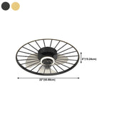 Modern Black 3-Ring Geometric Ceiling Fan with Light #size
