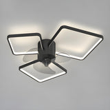 Modern Black 3-Ring Geometric Ceiling Fan with Light Image - 6