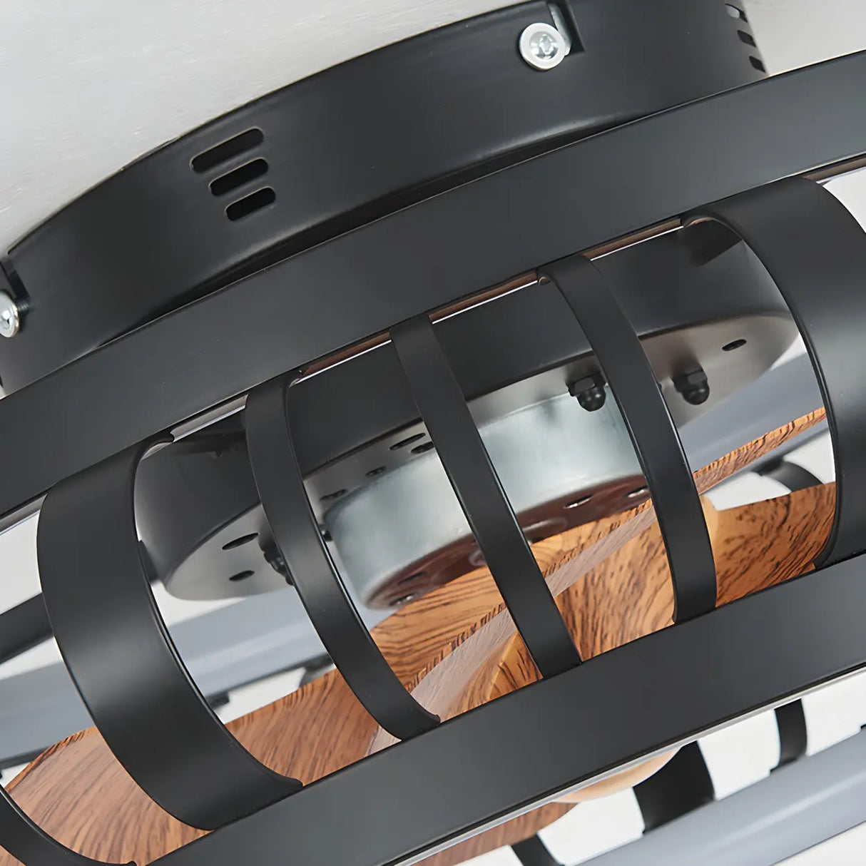 Modern Black 5 Blades Creative Cage Ceiling Fan Light Image - 8