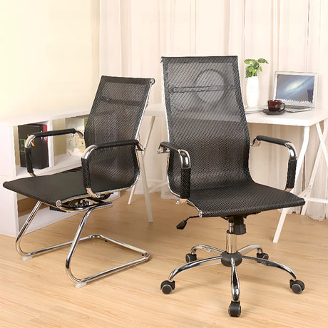 Modern Black Adjustable Arms Ergonomic Mesh Office Chair Image - 1