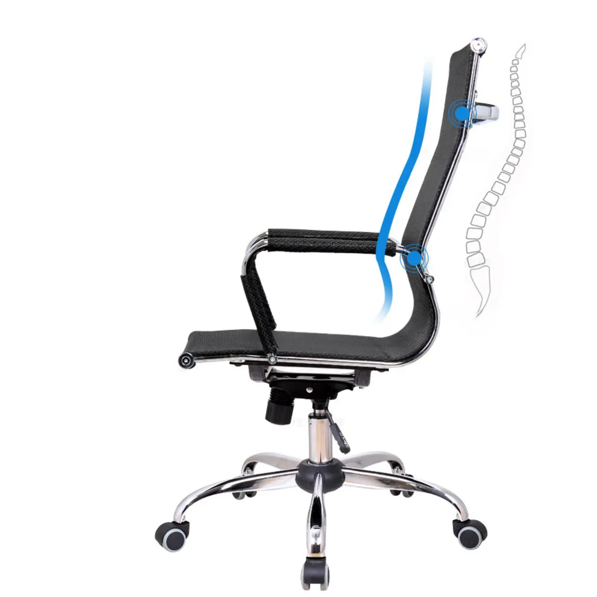 Modern Black Adjustable Arms Ergonomic Mesh Office Chair Image - 10