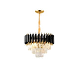 Modern Black and Clear Crystal Tiered Chandelier Image - 2