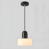 Modern Black and White Cylindrical Bedroom Pendant Light Image - 3
