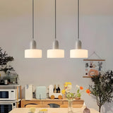 Modern Black and White Cylindrical Bedroom Pendant Light Image - 5