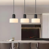 Modern Black and White Cylindrical Bedroom Pendant Light Image - 6