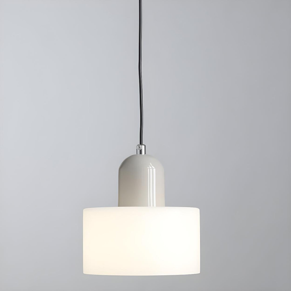 Modern Black and White Cylindrical Bedroom Pendant Light Image - 7