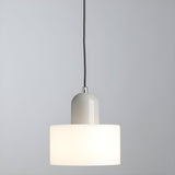 Modern Black and White Cylindrical Bedroom Pendant Light Image - 7