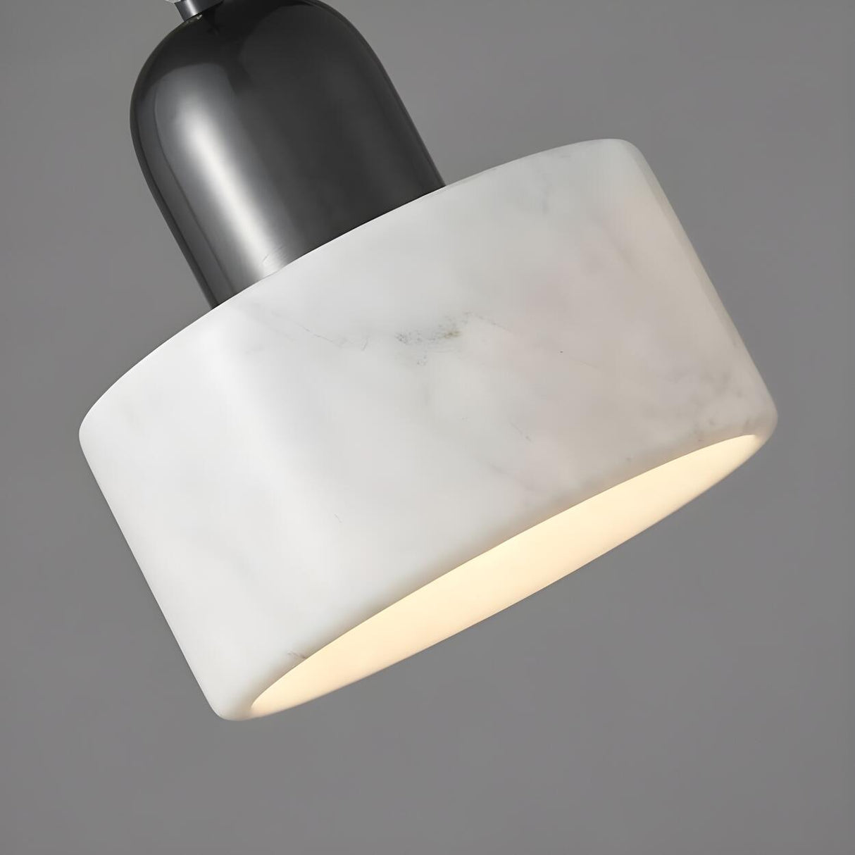 Modern Black and White Cylindrical Bedroom Pendant Light Image - 8