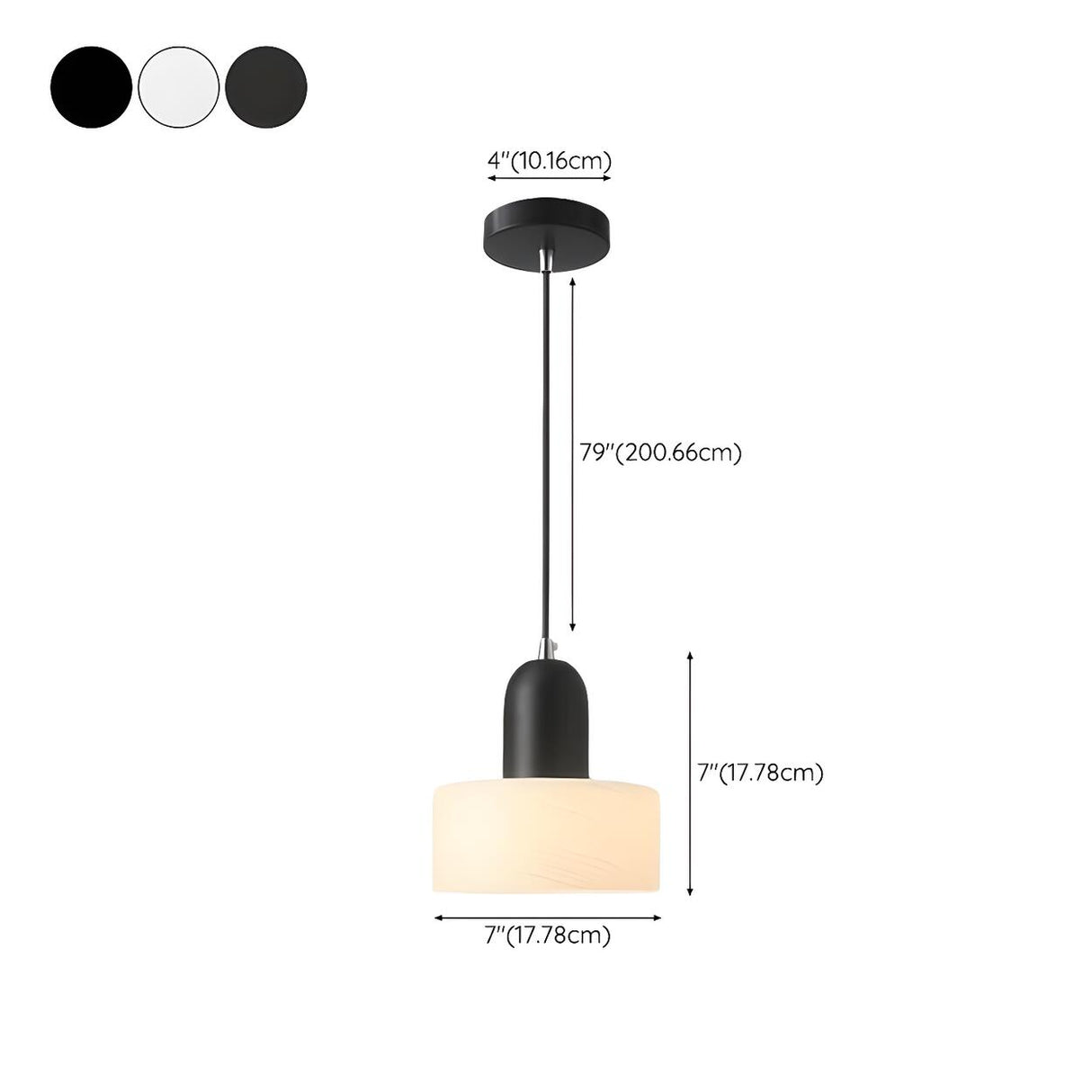 Modern Black and White Cylindrical Bedroom Pendant Light 