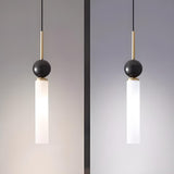 Modern Black Ball White Cylinder Acrylic Pendant Light Image - 9