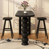 Modern Black Bar Table Set with Artistic Sculpted Base Image - 1
