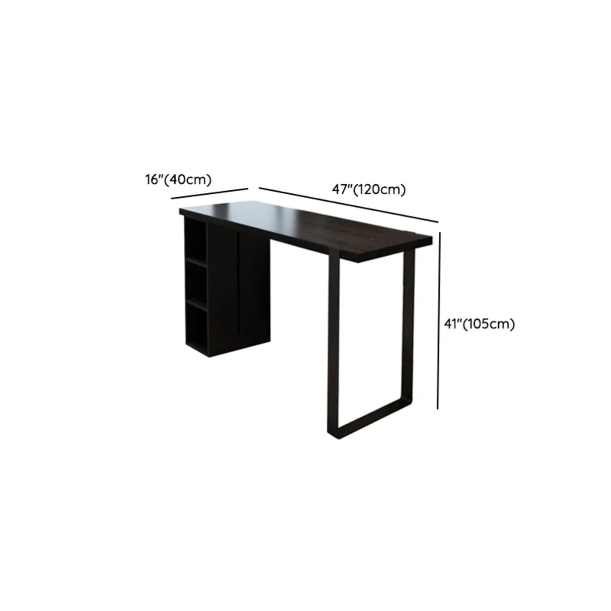 Modern Black Bar Table with Shelves for Home Workspace 