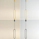Modern Black Bedroom Oval Round Hanging Pendant Light Image - 11