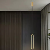 Modern Black Bedroom Oval Round Hanging Pendant Light Image - 13