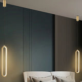 Modern Black Bedroom Oval Round Hanging Pendant Light Image - 14