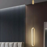Modern Black Bedroom Oval Round Hanging Pendant Light Image - 3