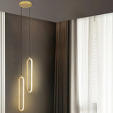 Modern Black Bedroom Oval Round Hanging Pendant Light Image - 4