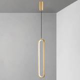Modern Black Bedroom Oval Round Hanging Pendant Light Image - 7