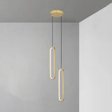 Modern Black Bedroom Oval Round Hanging Pendant Light Image - 8