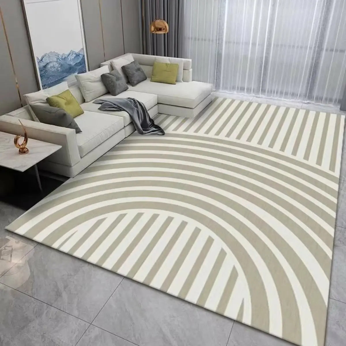 Modern Black Checkered Polypropylene Cream Area Rug Image - 3