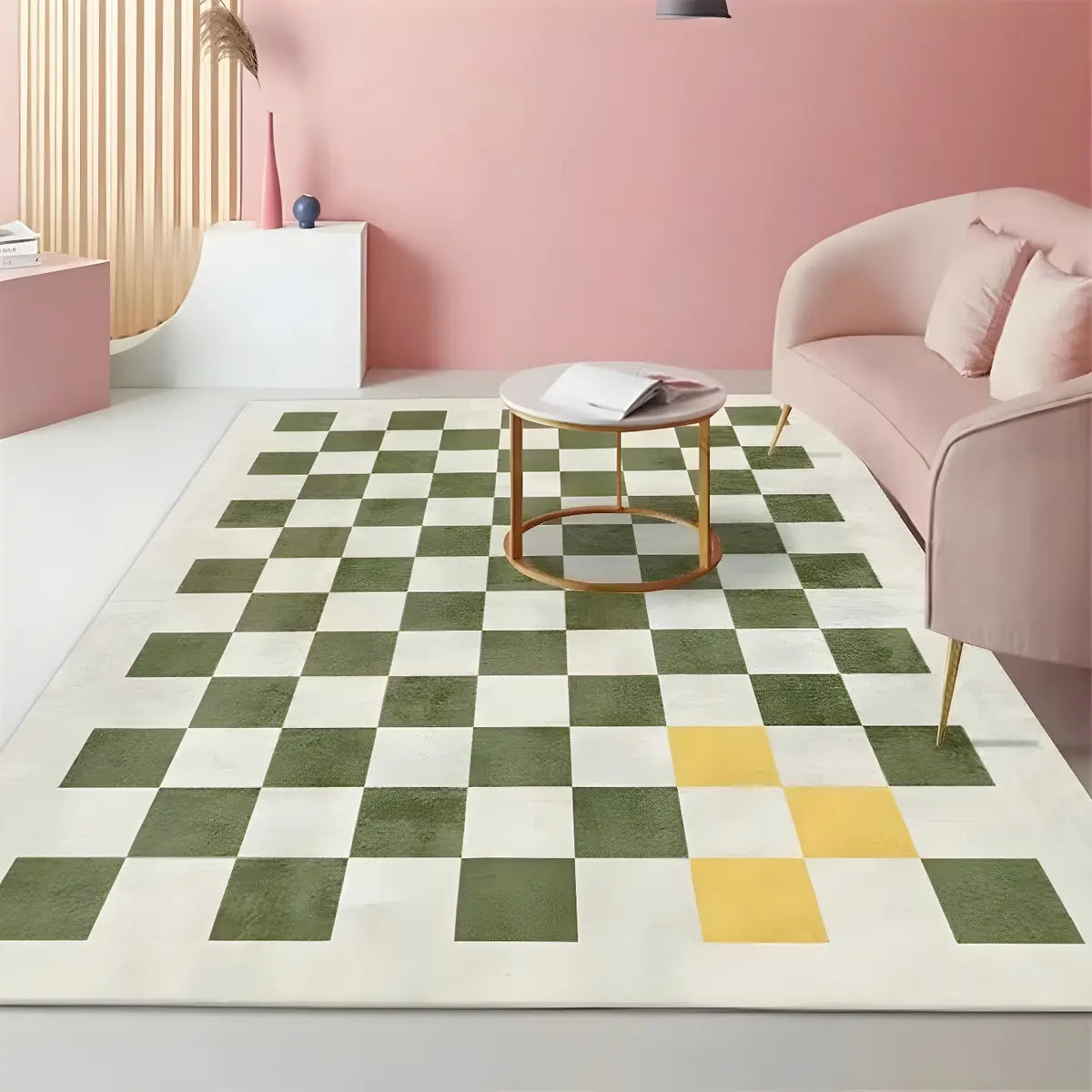 Modern Black Checkered Polypropylene Cream Area Rug Image - 9