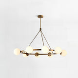 Modern Black Circular 6 Lights White Globe Chandelier Image - 11