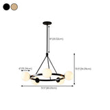 Modern Black Circular 6 Lights White Globe Chandelier #size