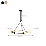 Modern Black Circular 6 Lights White Globe Chandelier Image - 15