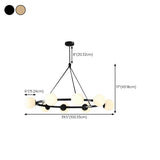 Modern Black Circular 6 Lights White Globe Chandelier Image - 16