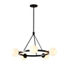 Modern Black Circular 6 Lights White Globe Chandelier Image - 2