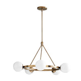 Modern Black Circular 6 Lights White Globe Chandelier Image - 7