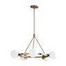 Modern Black Circular 6 Lights White Globe Chandelier Image - 7