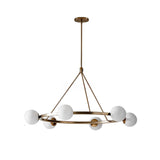 Modern Black Circular 6 Lights White Globe Chandelier Image - 9
