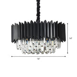 Modern Black Crystal Prisms Drum Hanging Chandelier #size