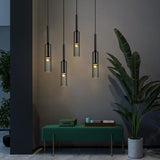 Modern Black Cylinder Metal Bedroom Pendant Light Image - 4