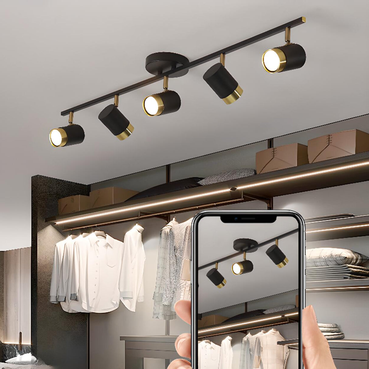 Modern Black Cylinder Semi-Flush Mount Light 5-Light Image - 18
