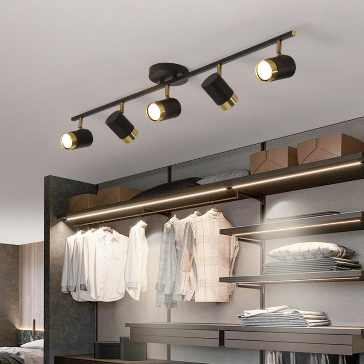 Modern Black Cylinder Semi-Flush Mount Light 5-Light Image - 3