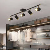 Modern Black Cylinder Semi-Flush Mount Light 5-Light Image - 3