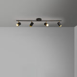 Modern Black Cylinder Semi-Flush Mount Light 5-Light Image - 7