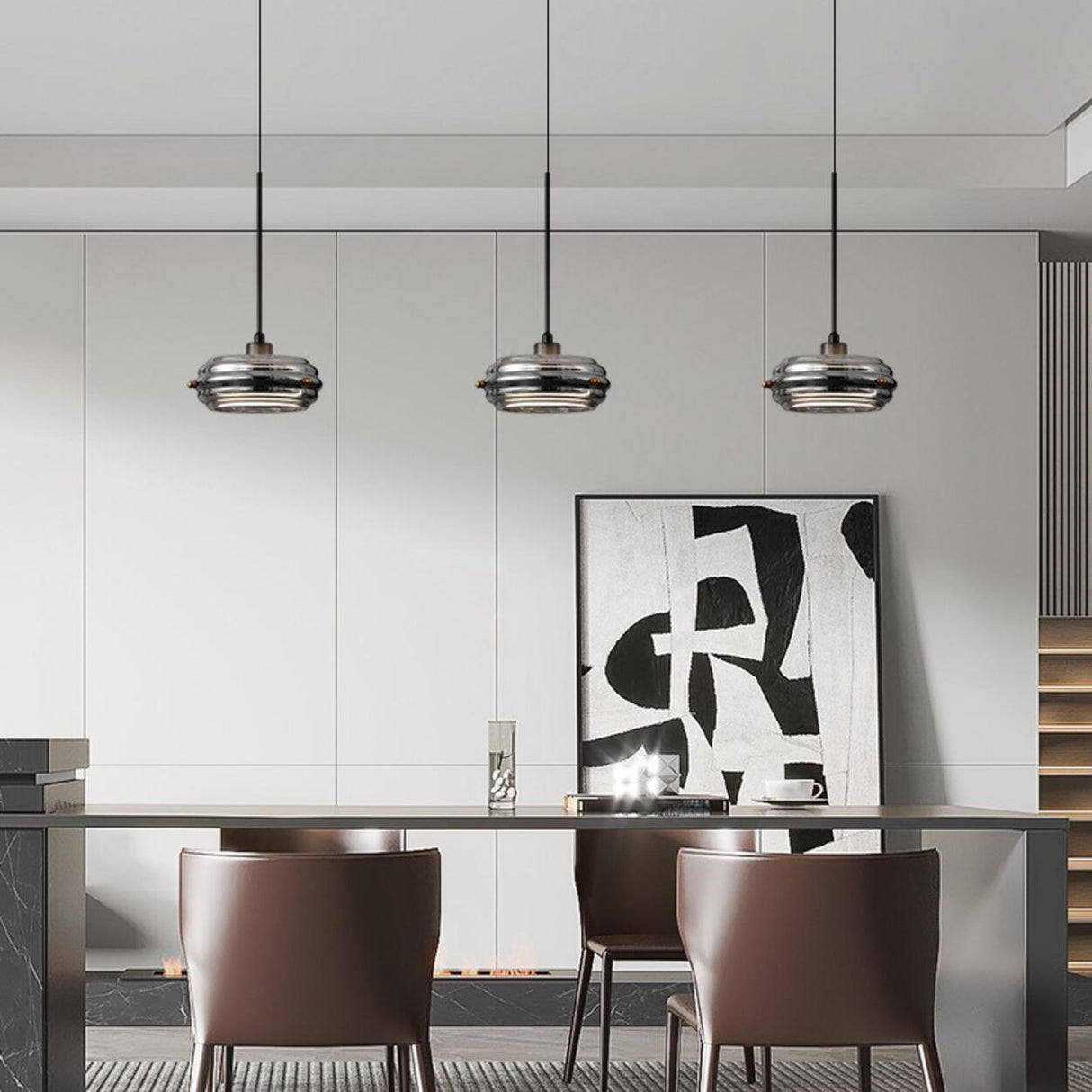 Modern Black Drum Kitchen Island Pendant Lighting Image - 4