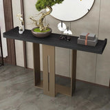 Modern Black Entryway Geometric Metal Base Console Table Image - 1
