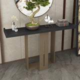 Modern Black Entryway Geometric Metal Base Console Table Image - 2